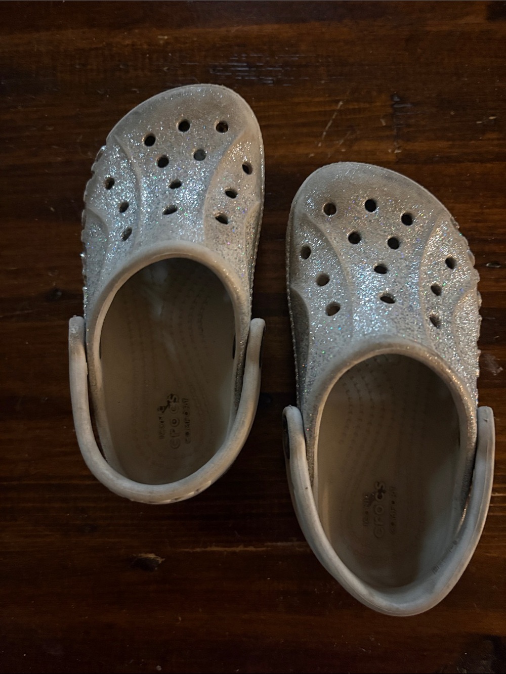 CROCS Kids Glitter Classic Clog - Silver Sparkle